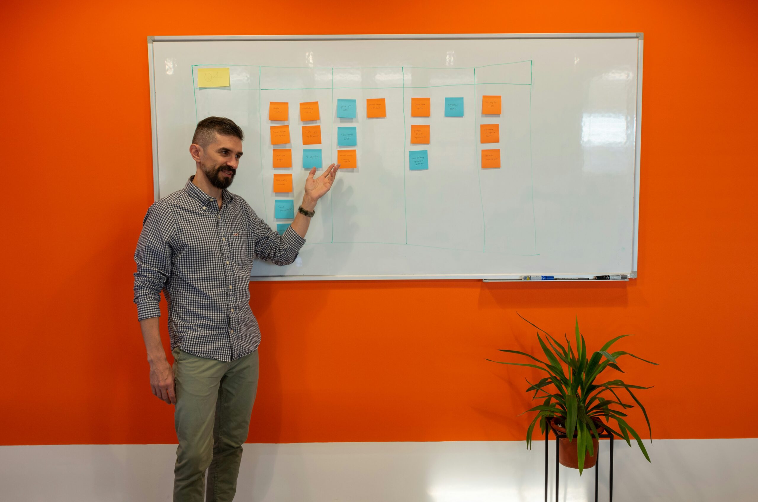 Man using a whiteboard to teach.