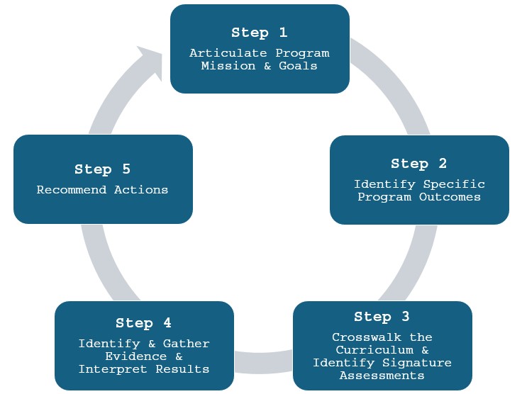 Graphic demonstrating the VTSU program assessment process.