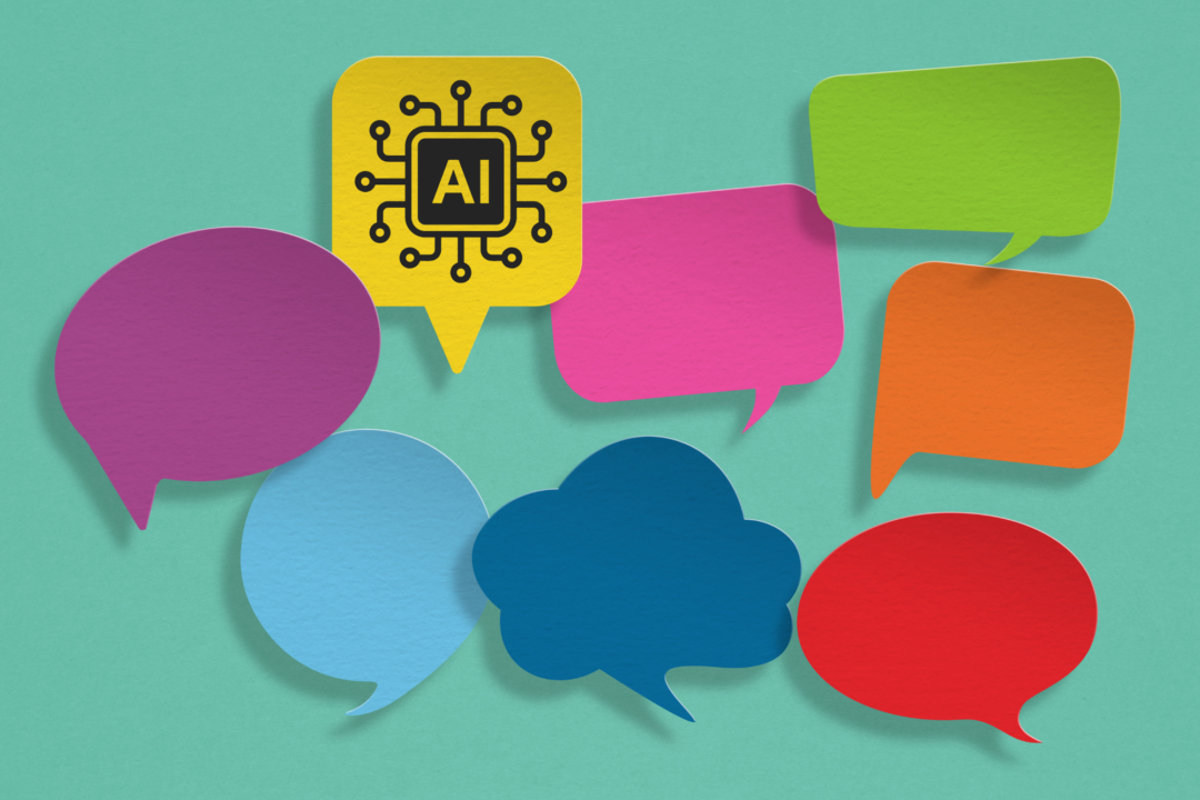 Multicolor thought bubbles set against a teal background.