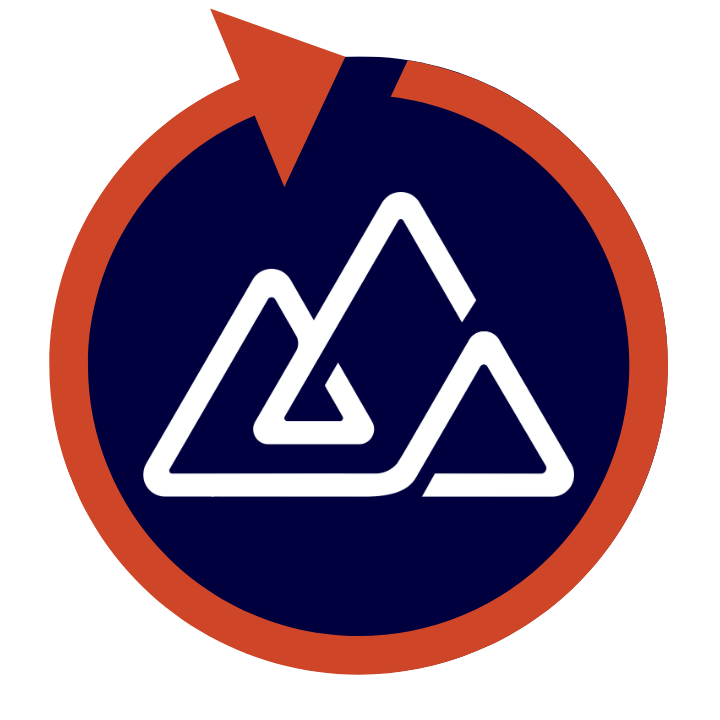 The VTSU mountains logo in the center of a continuous improvement loop.
