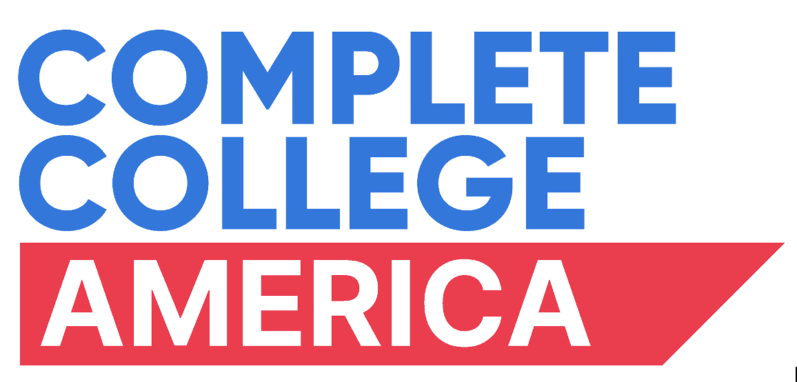 The phrase "Complete College" in blue followed by "America" in red.